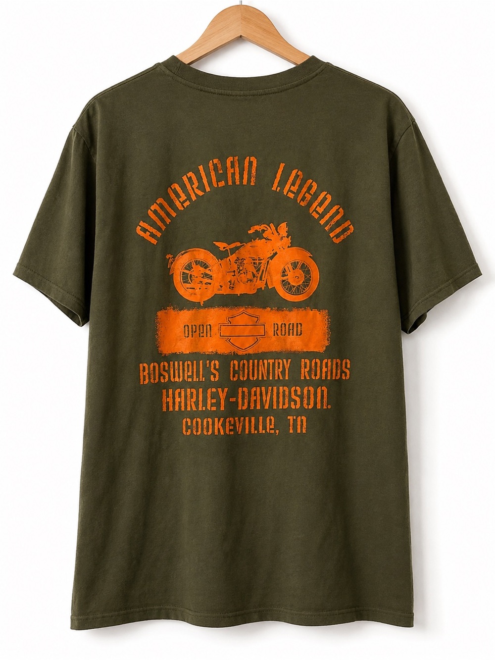 Harley-Davidson American Legend Motorcycle Graphic Pocket T-Shirt Olive XL